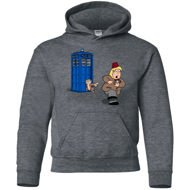 Sweatshirts Dark Heather / YS The Tardis Monkey Youth Hoodie