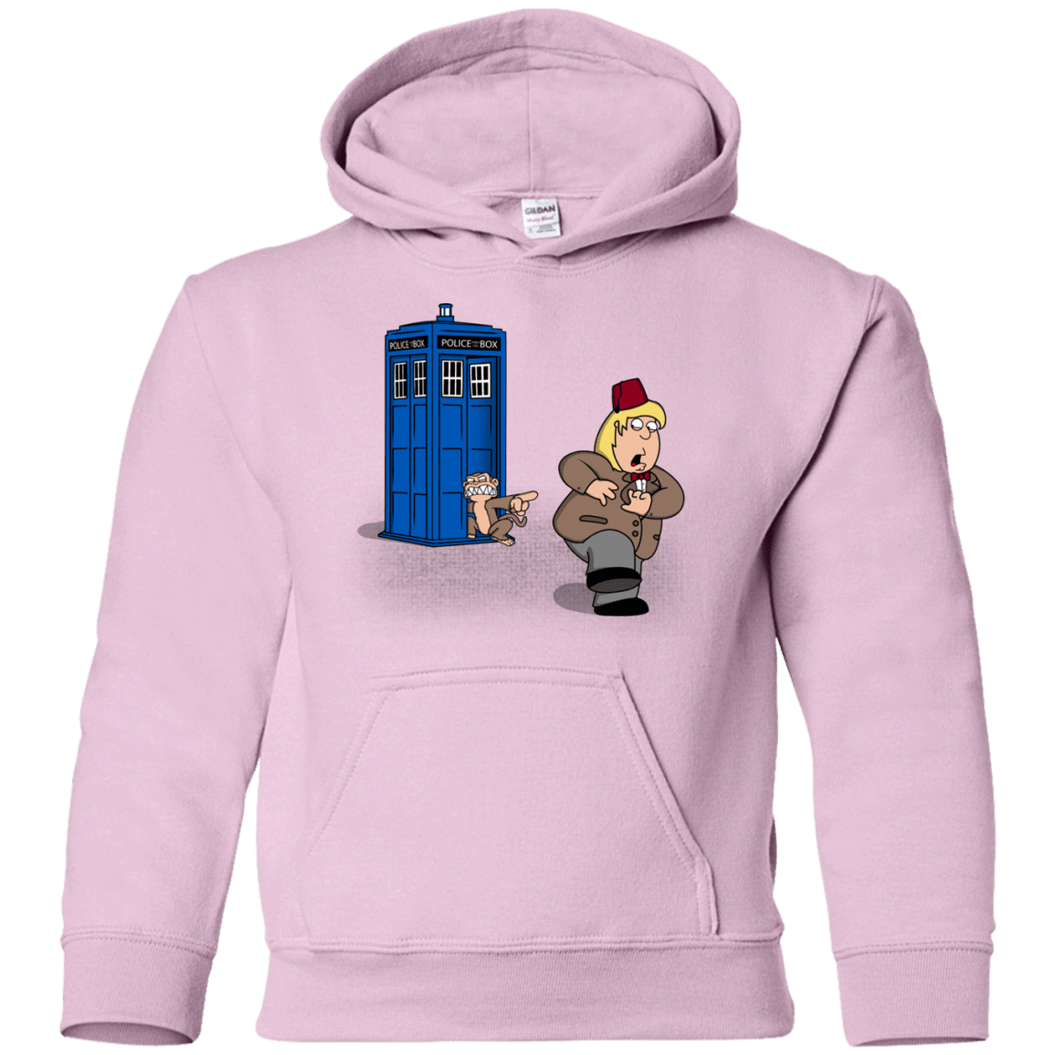 Sweatshirts Light Pink / YS The Tardis Monkey Youth Hoodie
