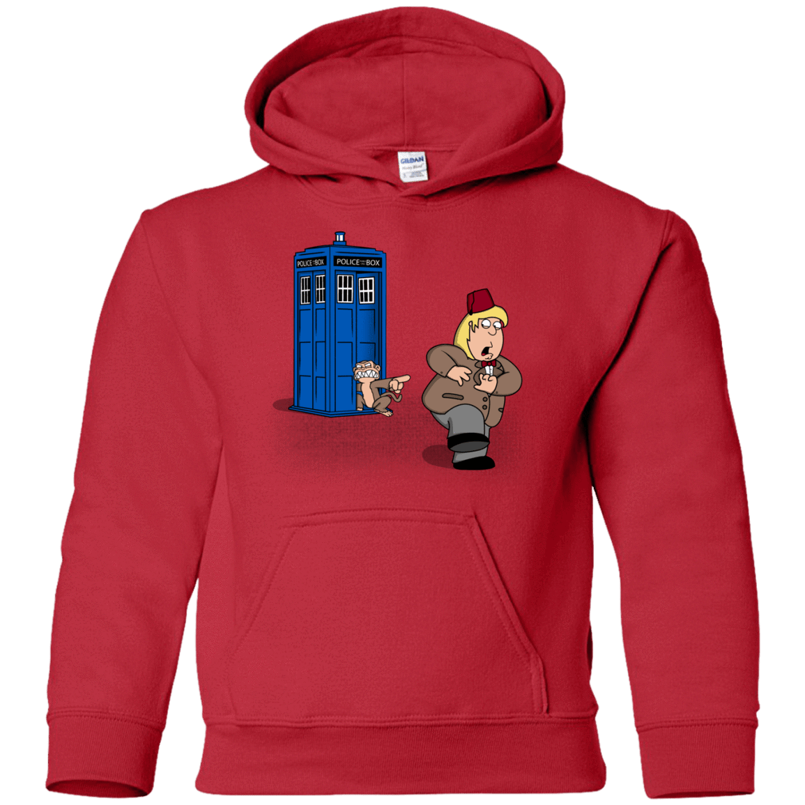 Sweatshirts Red / YS The Tardis Monkey Youth Hoodie
