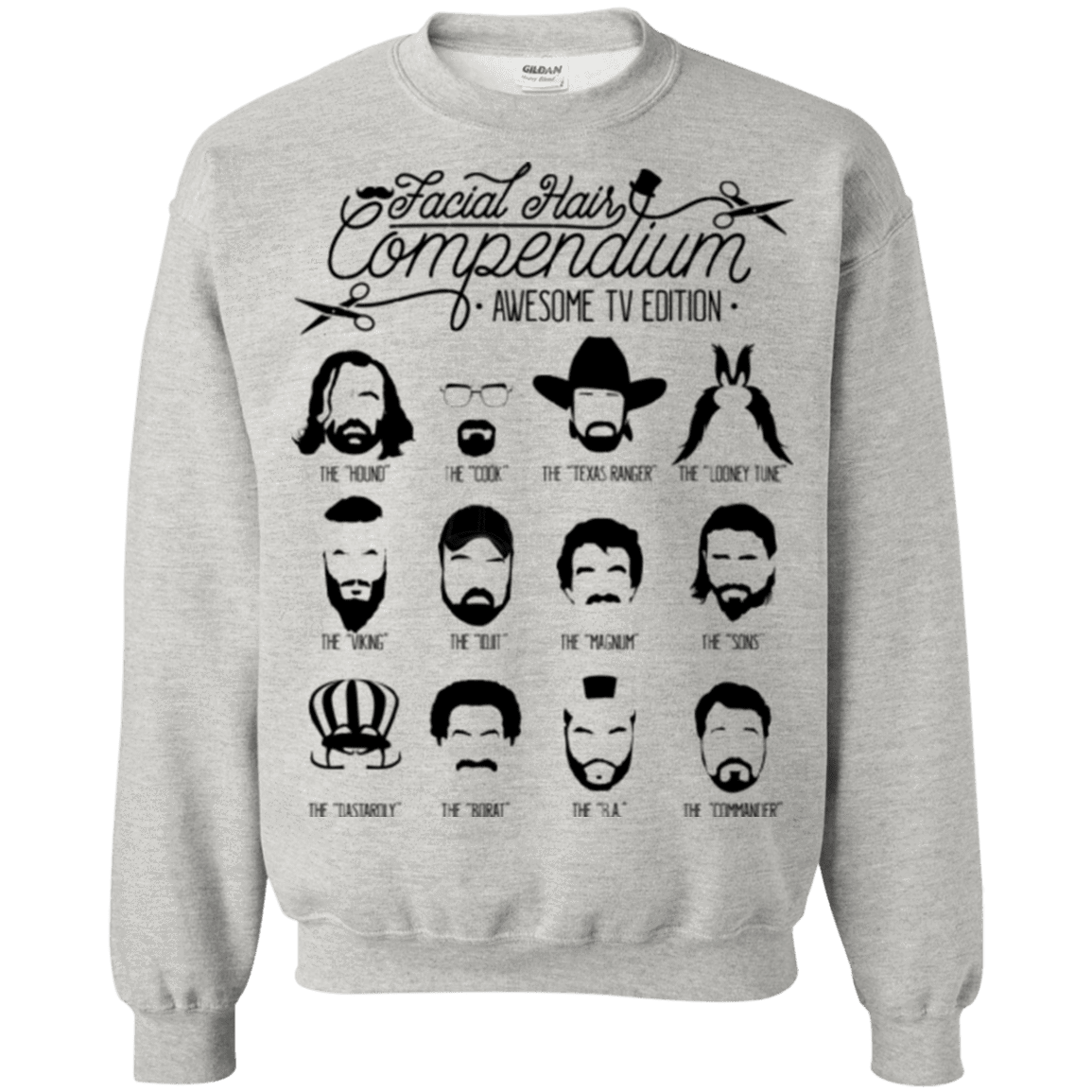 Sweatshirts Ash / Small The TV Facial Hair Compendium Crewneck Sweatshirt