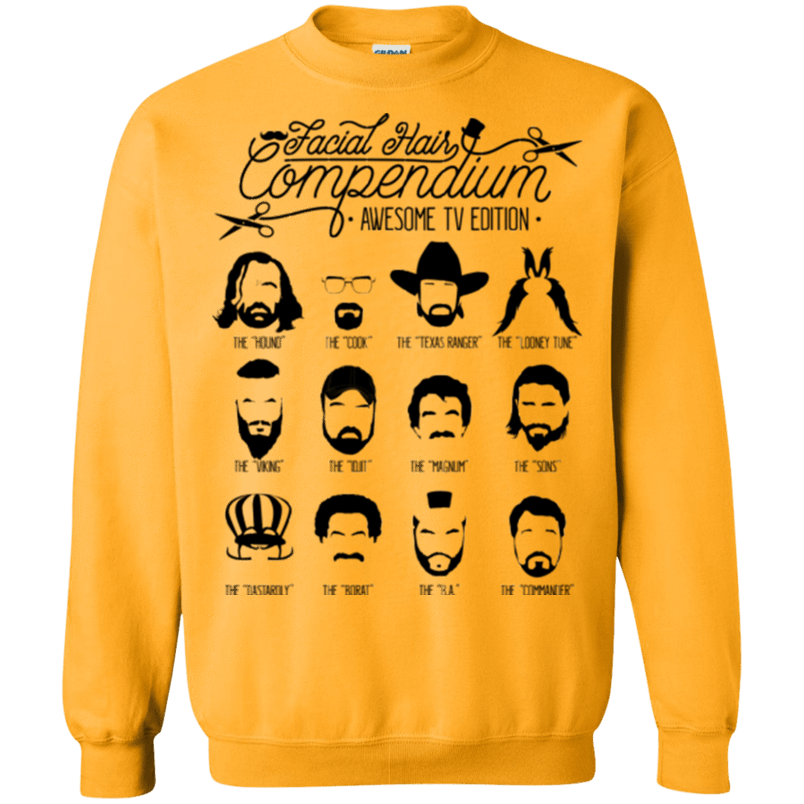 Sweatshirts Gold / Small The TV Facial Hair Compendium Crewneck Sweatshirt