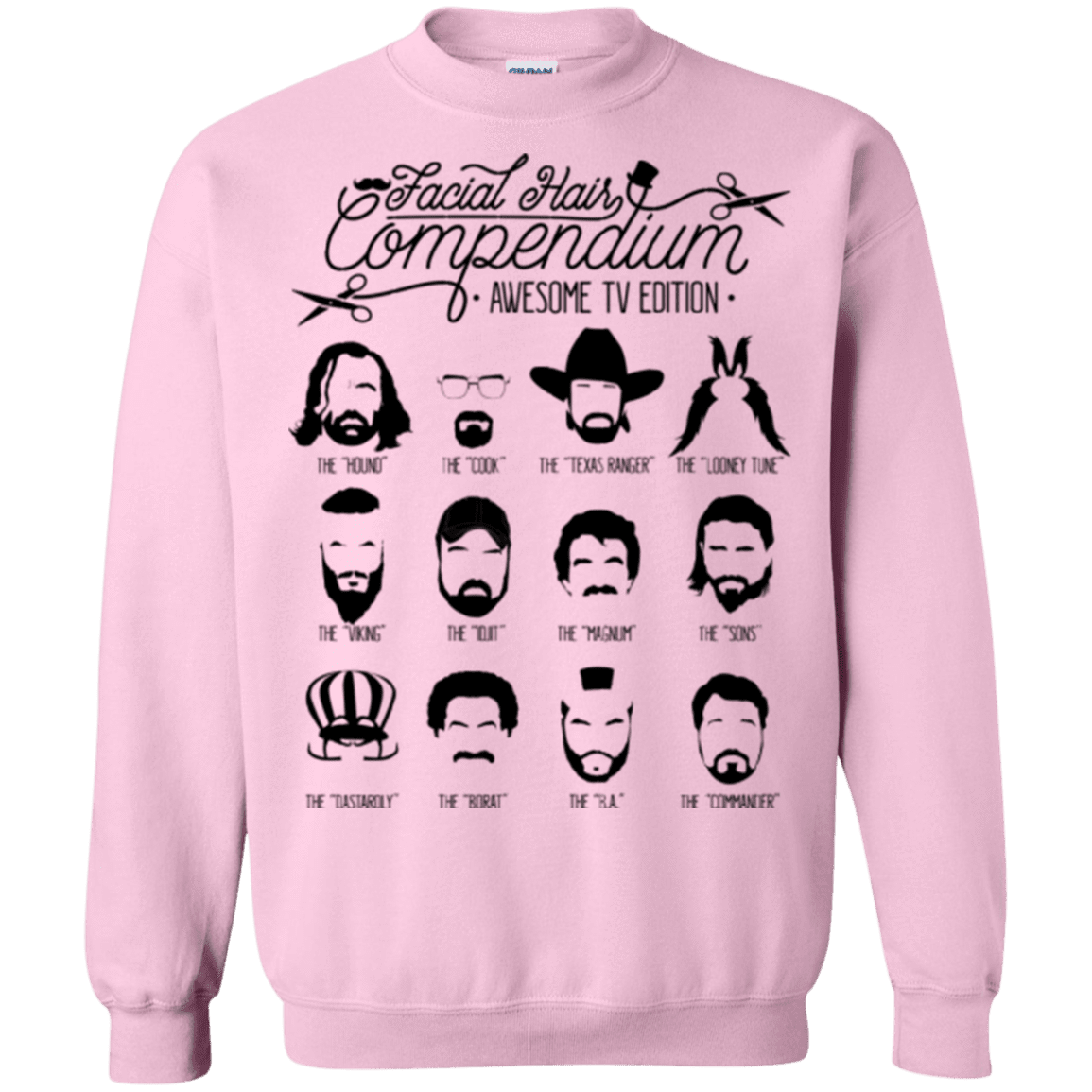 Sweatshirts Light Pink / Small The TV Facial Hair Compendium Crewneck Sweatshirt