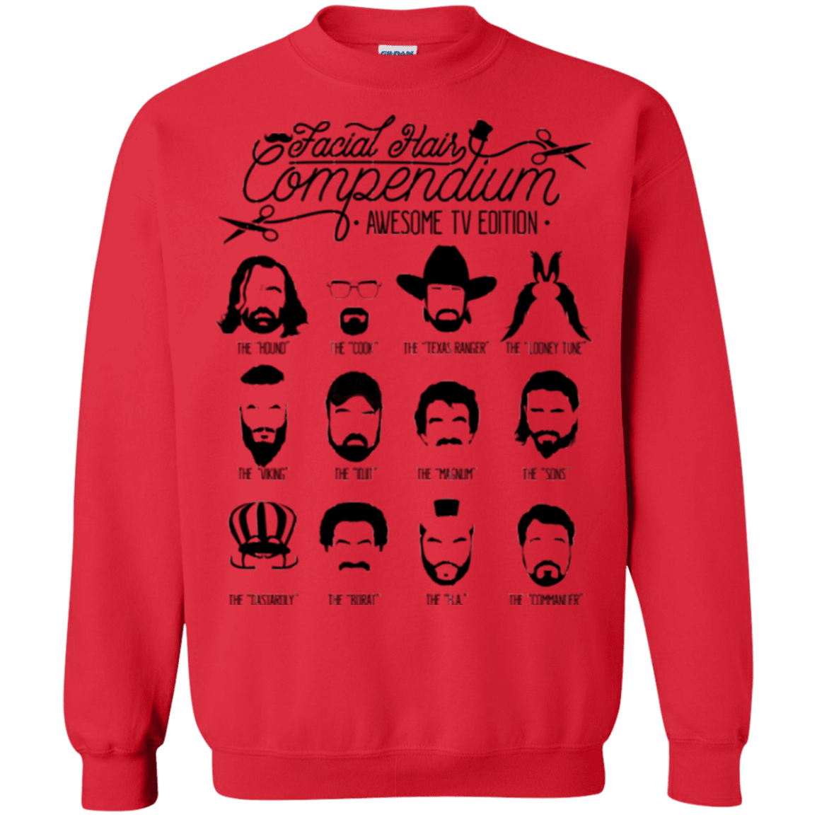 Sweatshirts Red / Small The TV Facial Hair Compendium Crewneck Sweatshirt