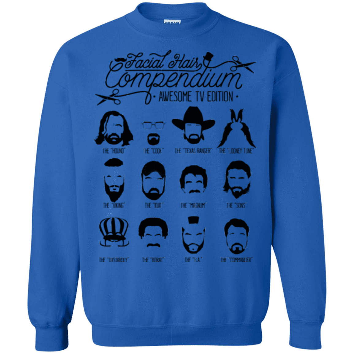 Sweatshirts Royal / Small The TV Facial Hair Compendium Crewneck Sweatshirt