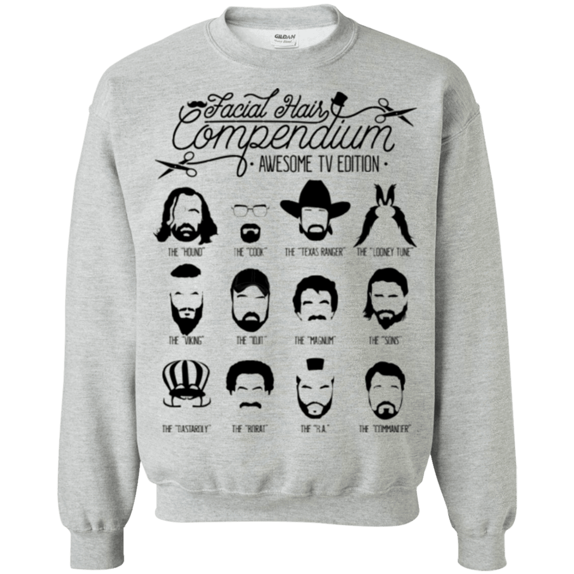 Sweatshirts Sport Grey / Small The TV Facial Hair Compendium Crewneck Sweatshirt