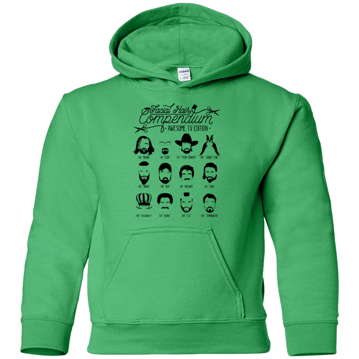 Sweatshirts Irish Green / YS The TV Facial Hair Compendium Youth Hoodie