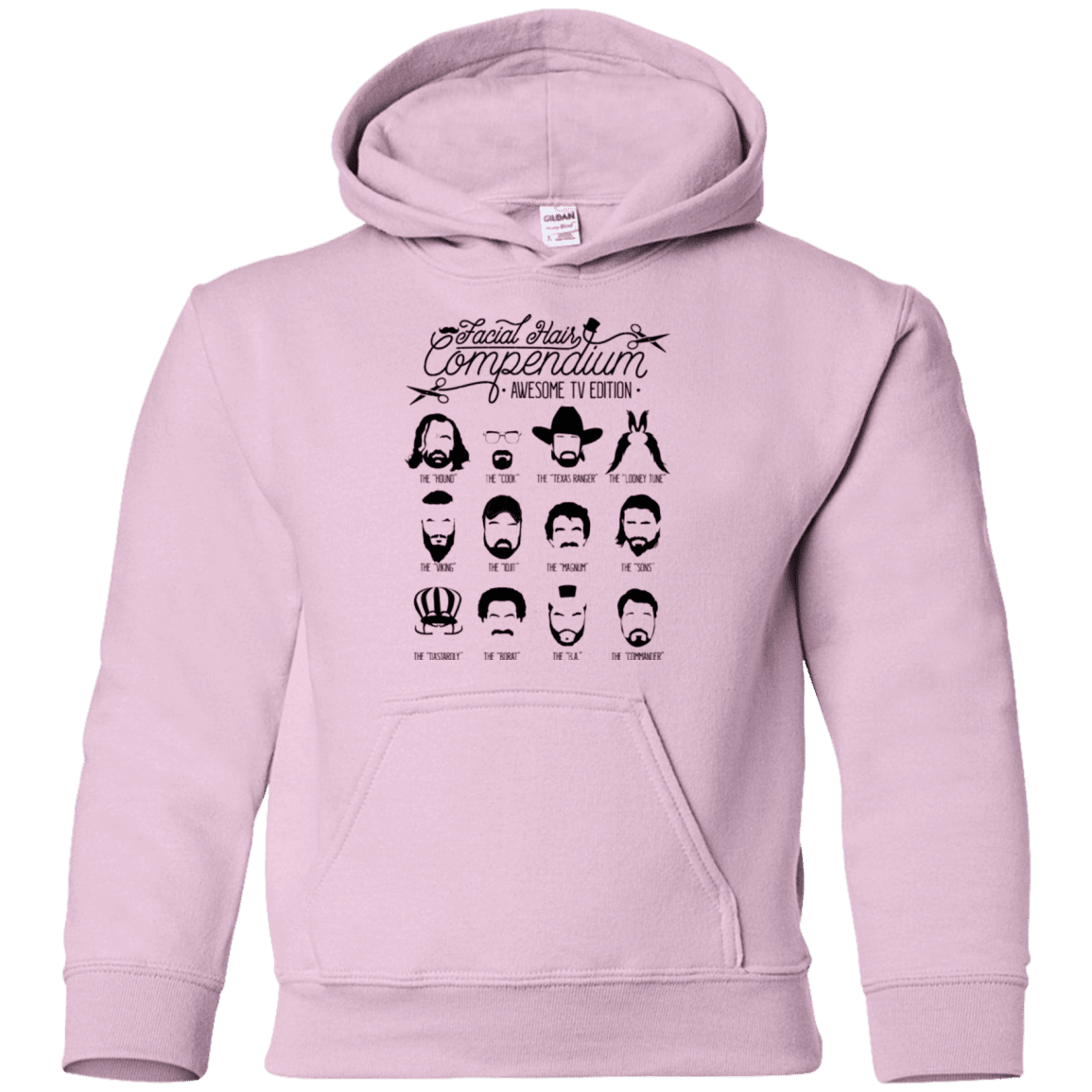 Sweatshirts Light Pink / YS The TV Facial Hair Compendium Youth Hoodie