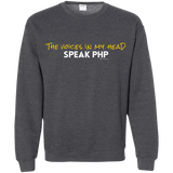 Sweatshirts Dark Heather / Small The Voices In My Head Speak PHP Crewneck Sweatshirt