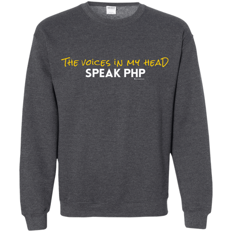 Sweatshirts Dark Heather / Small The Voices In My Head Speak PHP Crewneck Sweatshirt