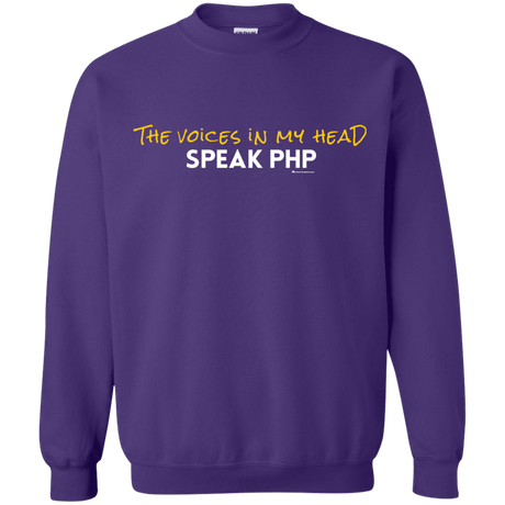 Sweatshirts Purple / Small The Voices In My Head Speak PHP Crewneck Sweatshirt