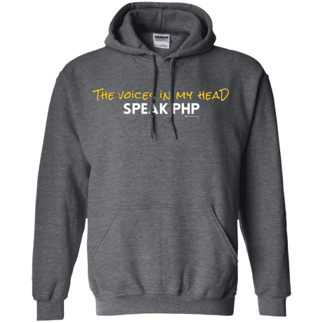 Sweatshirts Dark Heather / Small The Voices In My Head Speak PHP Pullover Hoodie