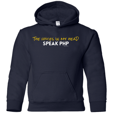 Sweatshirts Navy / YS The Voices In My Head Speak PHP Youth Hoodie