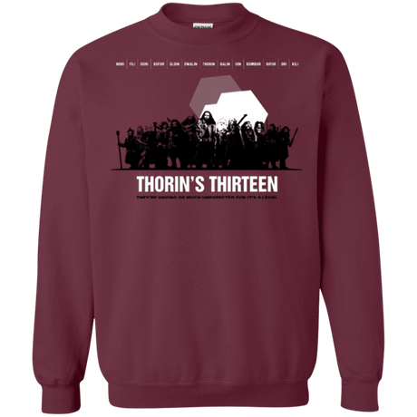 Sweatshirts Maroon / Small Thorin's Thirteen Crewneck Sweatshirt
