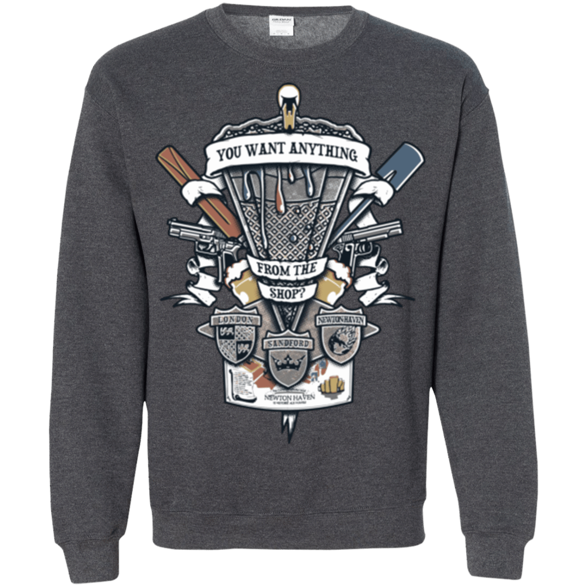 Sweatshirts Dark Heather / Small Three Cornetto's Crest Crewneck Sweatshirt