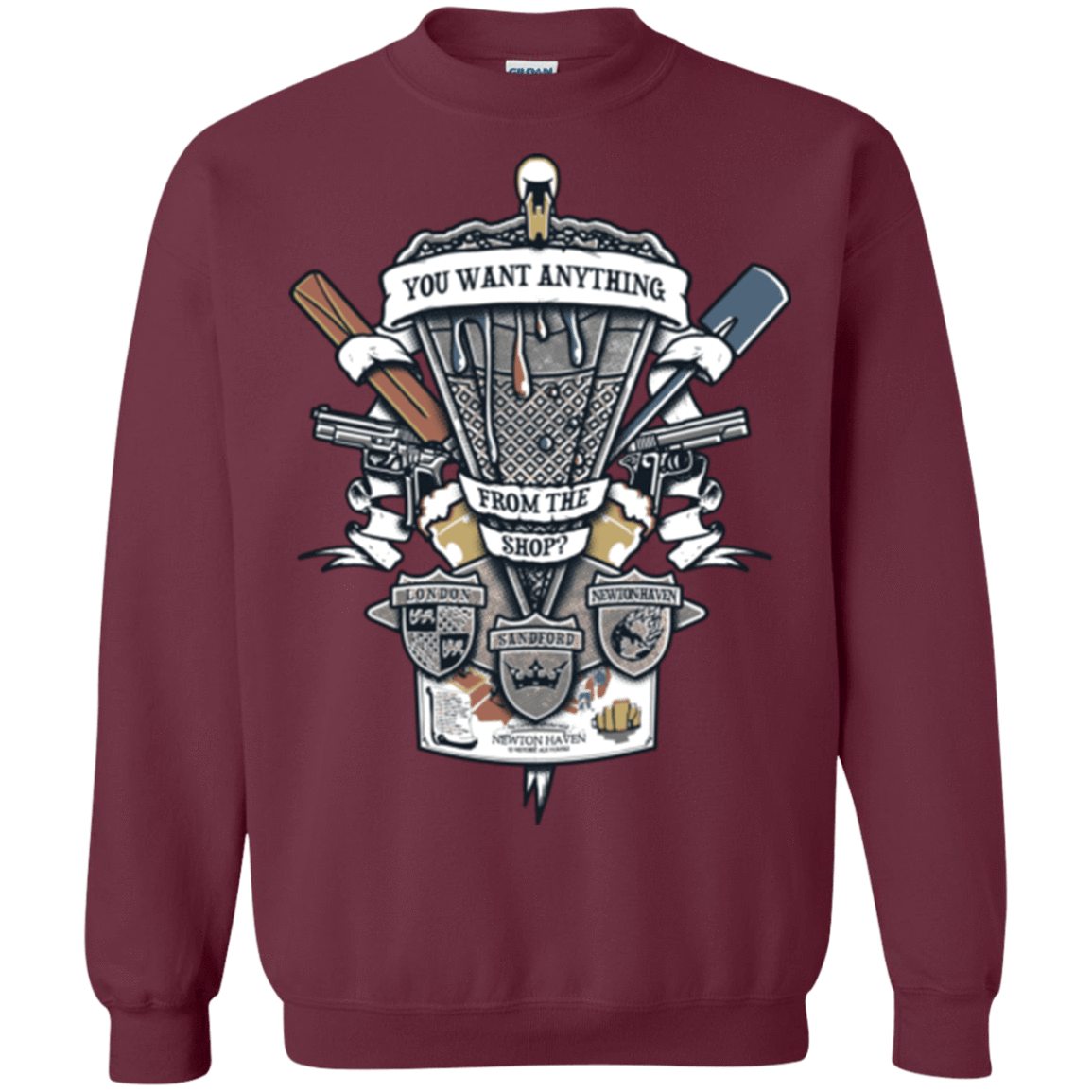 Sweatshirts Maroon / Small Three Cornetto's Crest Crewneck Sweatshirt