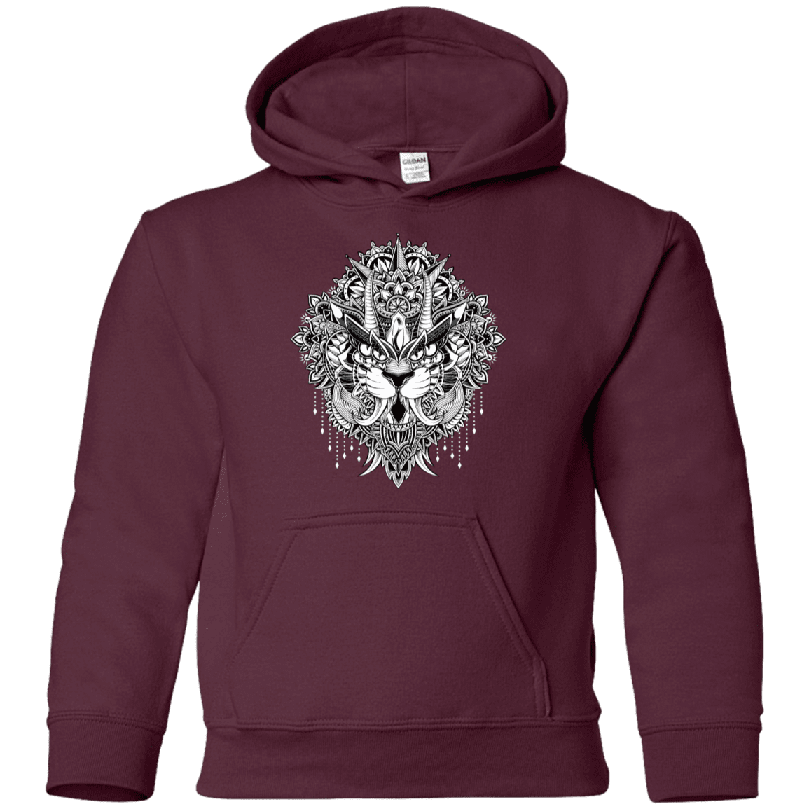 Sweatshirts Maroon / YS Tiger Mandala Youth Hoodie