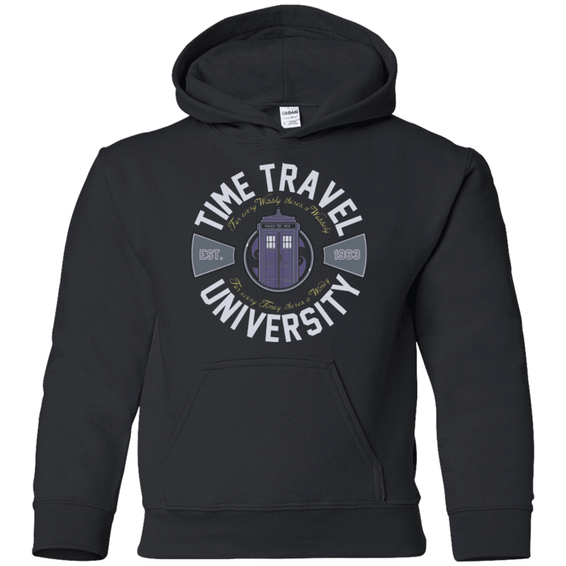Sweatshirts Black / YS Time Travel University Youth Hoodie
