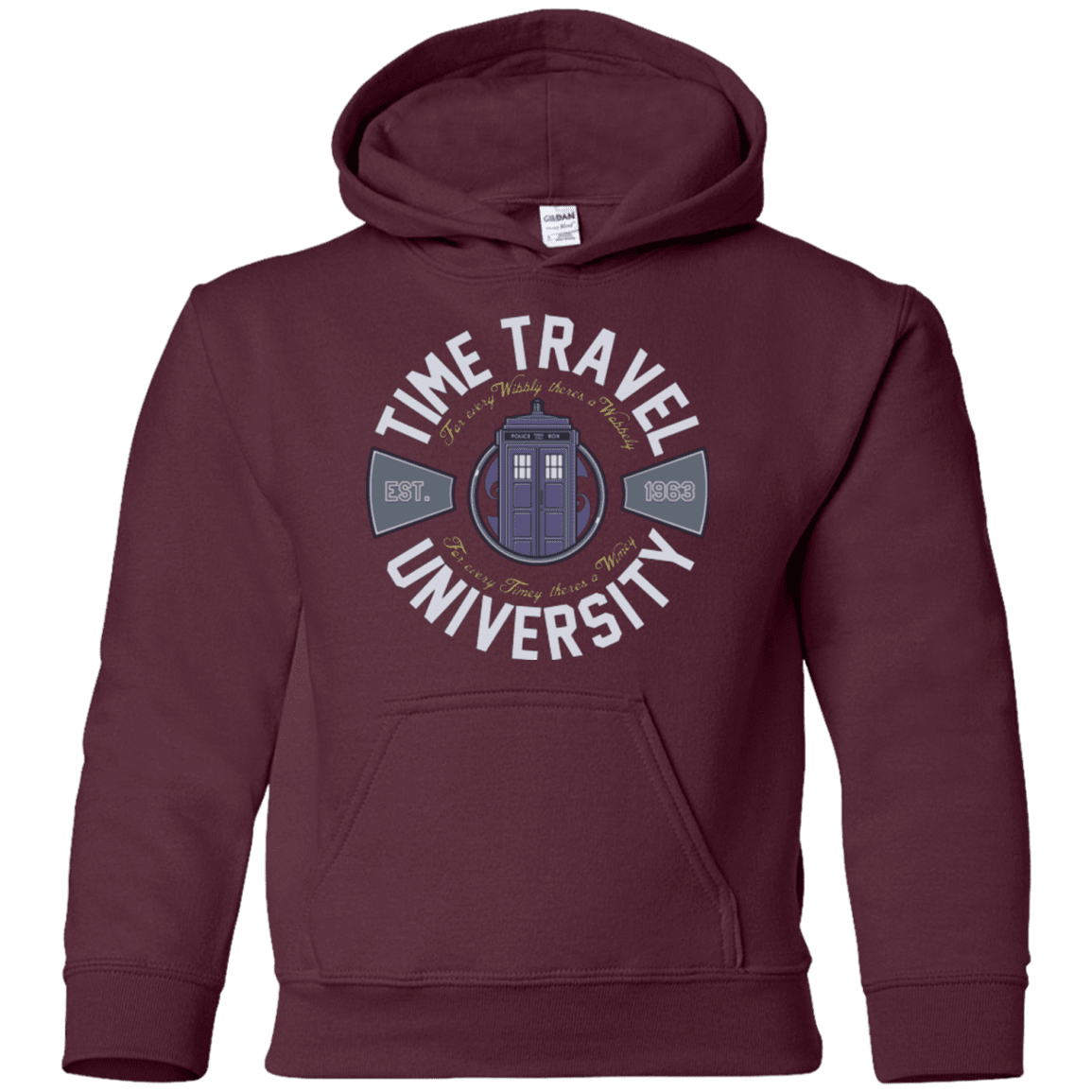 Sweatshirts Maroon / YS Time Travel University Youth Hoodie