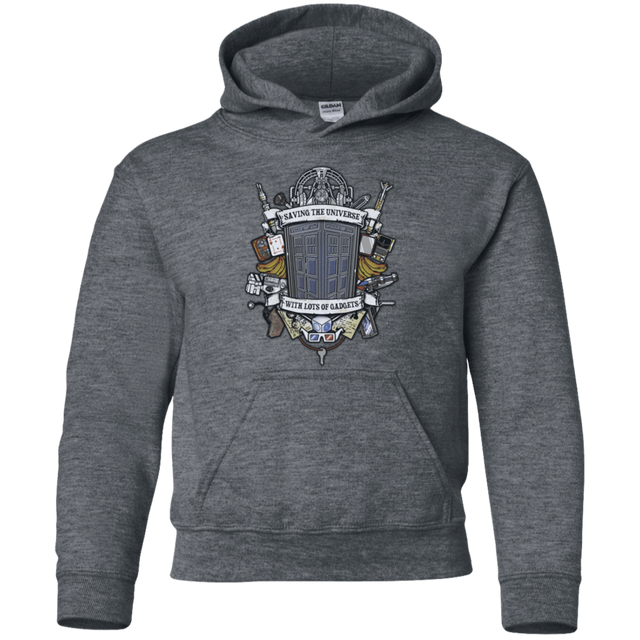 Sweatshirts Dark Heather / YS Timelord Crest Youth Hoodie