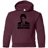 Sweatshirts Maroon / YS Tony Fucking Montana Youth Hoodie