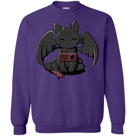 Sweatshirts Purple / S Toothless Feed Me Crewneck Sweatshirt