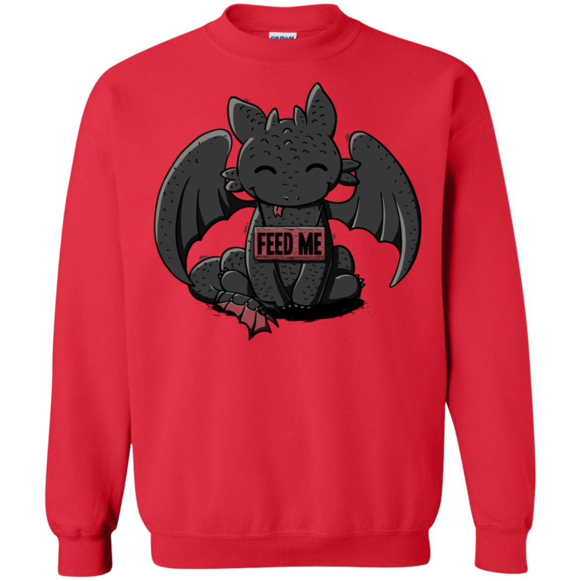 Sweatshirts Red / S Toothless Feed Me Crewneck Sweatshirt