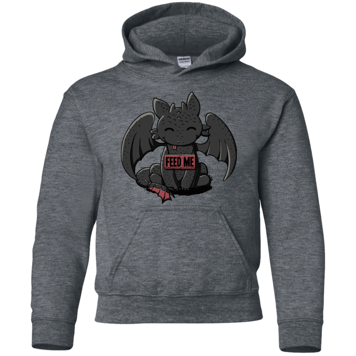 Sweatshirts Dark Heather / YS Toothless Feed Me Youth Hoodie