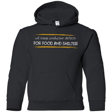 Sweatshirts Black / YS Triaging Defects For Food And Shelter Youth Hoodie