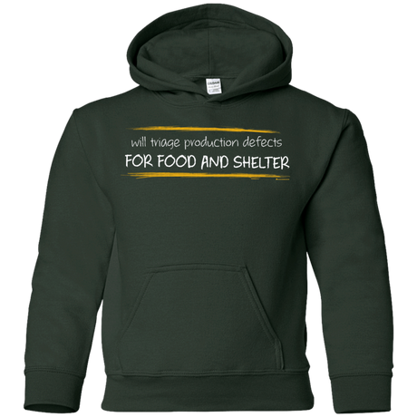 Sweatshirts Forest Green / YS Triaging Defects For Food And Shelter Youth Hoodie