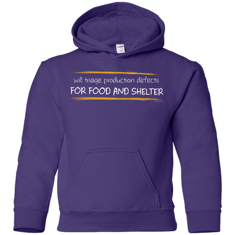 Sweatshirts Purple / YS Triaging Defects For Food And Shelter Youth Hoodie