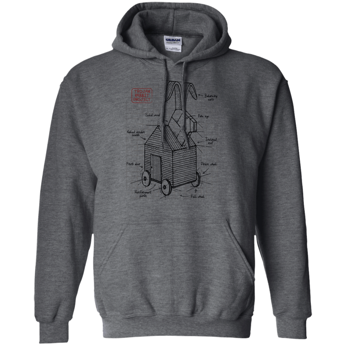 Sweatshirts Dark Heather / S Trojan Rabbit Plan Pullover Hoodie