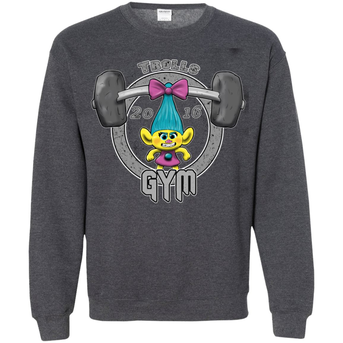 Sweatshirts Dark Heather / S Trolls Gym Crewneck Sweatshirt