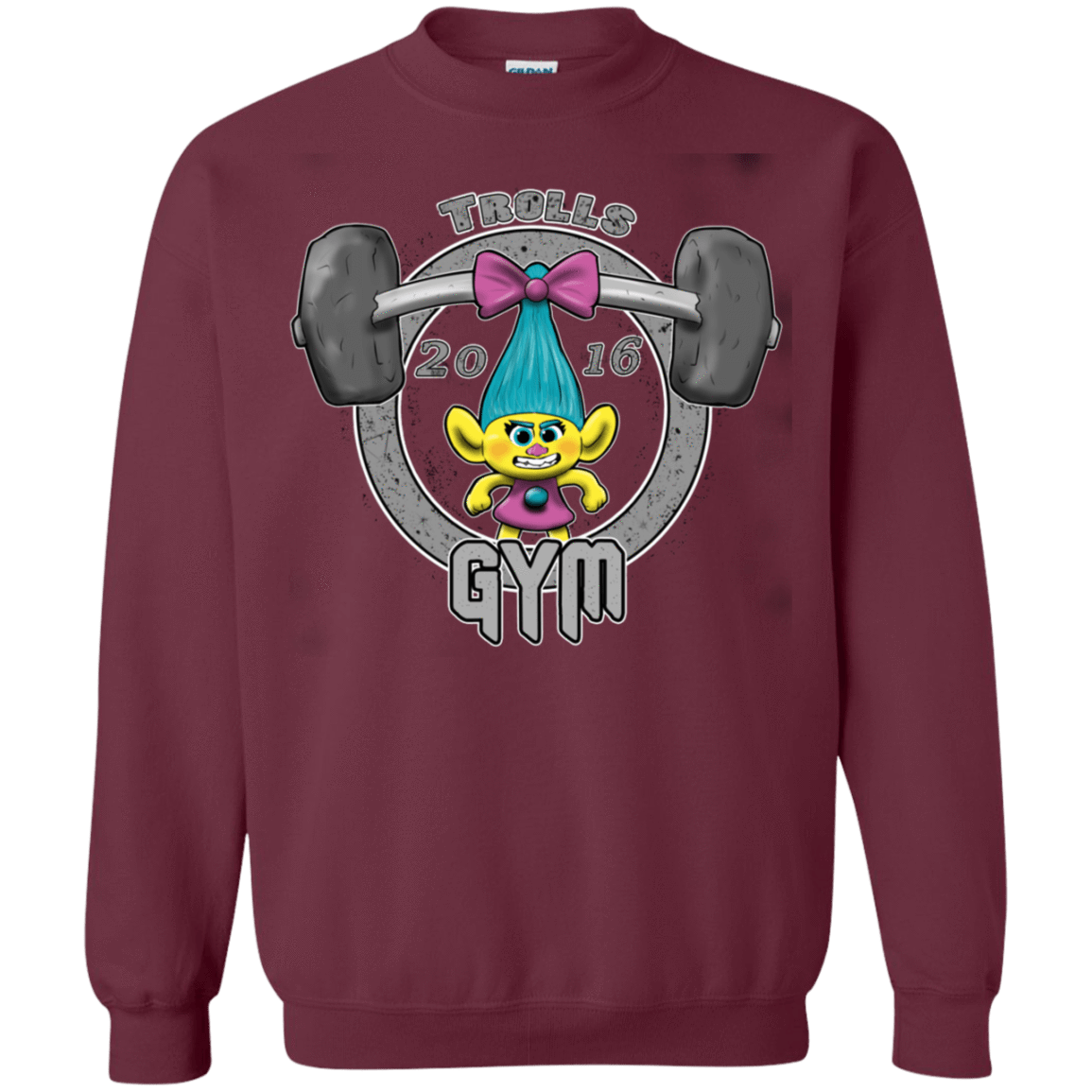 Sweatshirts Maroon / S Trolls Gym Crewneck Sweatshirt