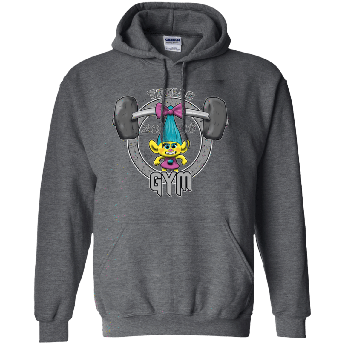 Sweatshirts Dark Heather / S Trolls Gym Pullover Hoodie