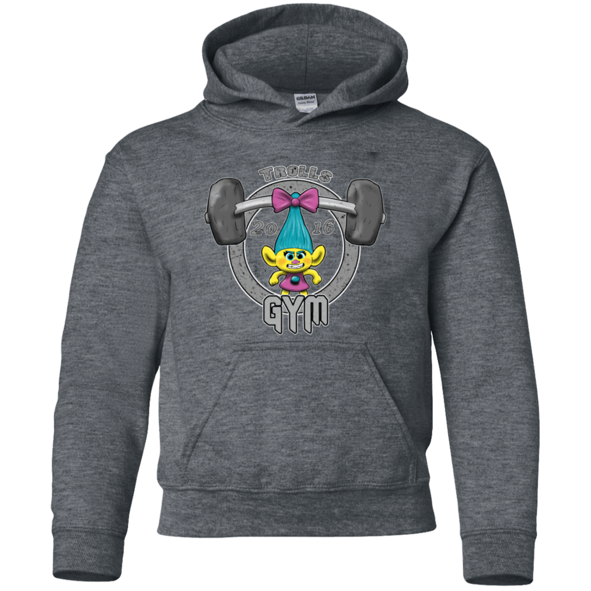 Sweatshirts Dark Heather / YS Trolls Gym Youth Hoodie