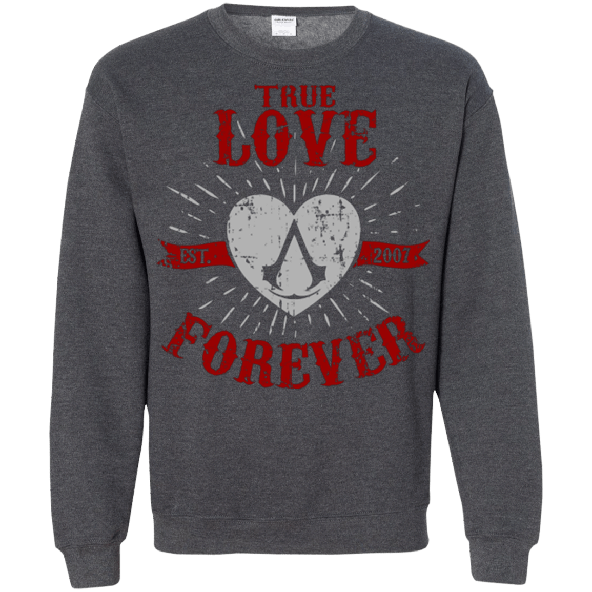 Sweatshirts Dark Heather / Small True Love Forever Assasin Crewneck Sweatshirt