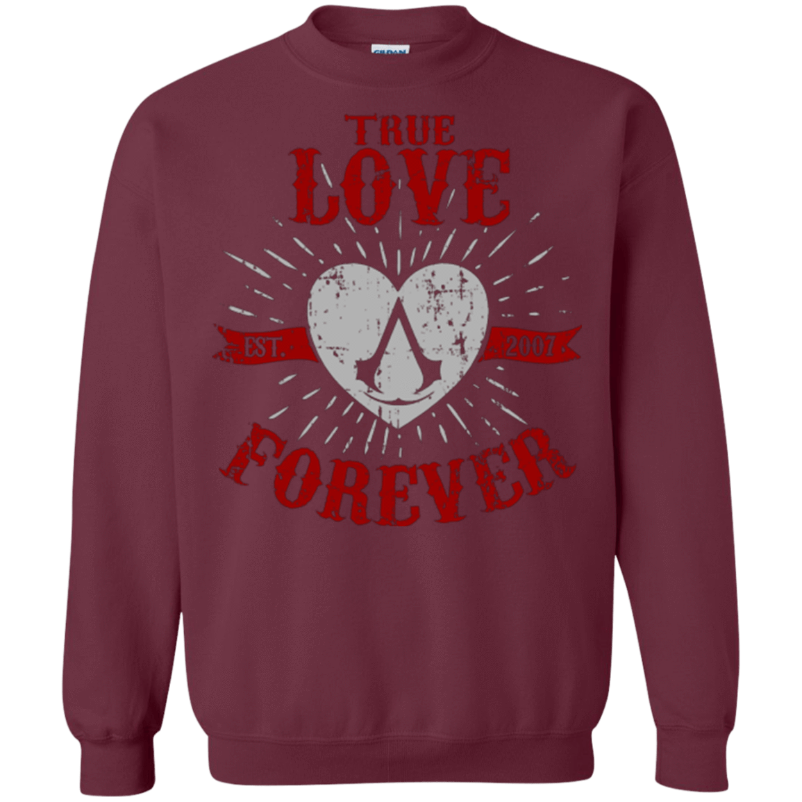 Sweatshirts Maroon / Small True Love Forever Assasin Crewneck Sweatshirt