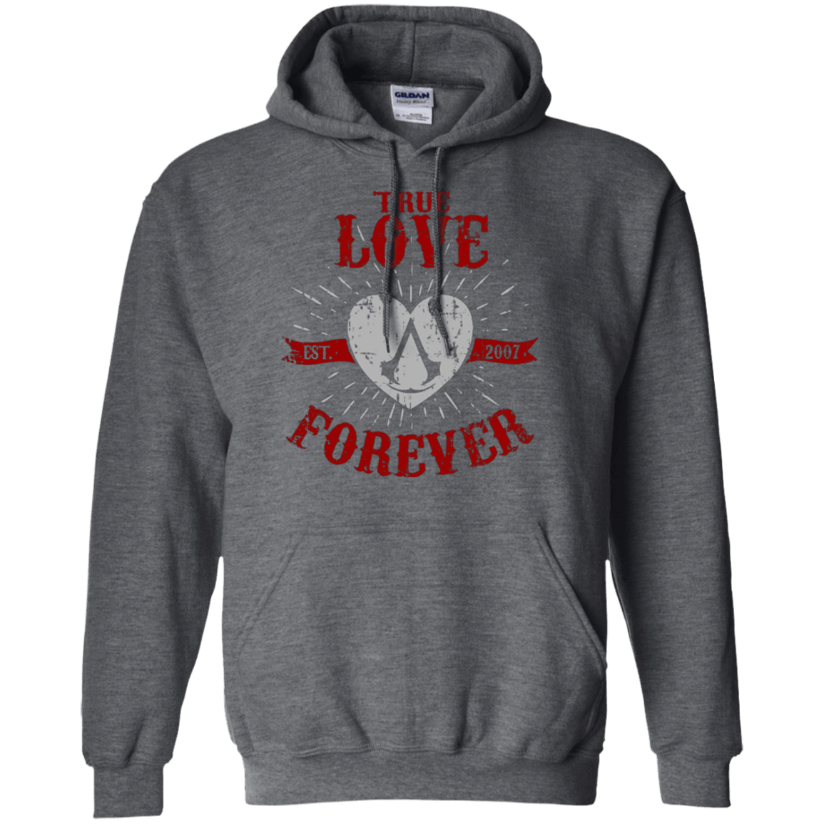 Sweatshirts Dark Heather / Small True Love Forever Assasin Pullover Hoodie