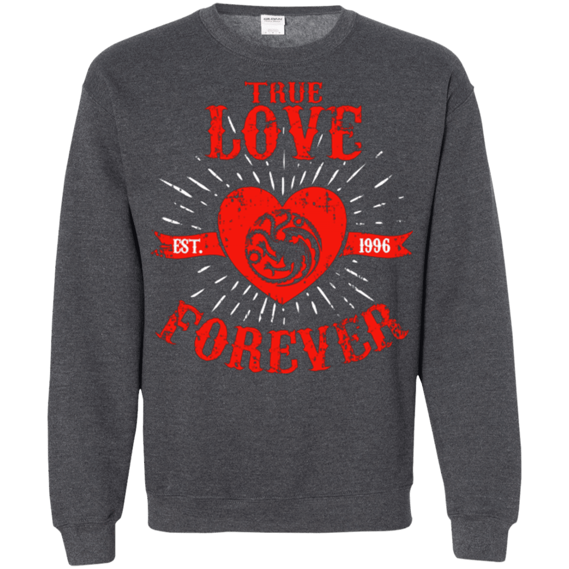 Sweatshirts Dark Heather / Small True Love Forever Dragon Crewneck Sweatshirt