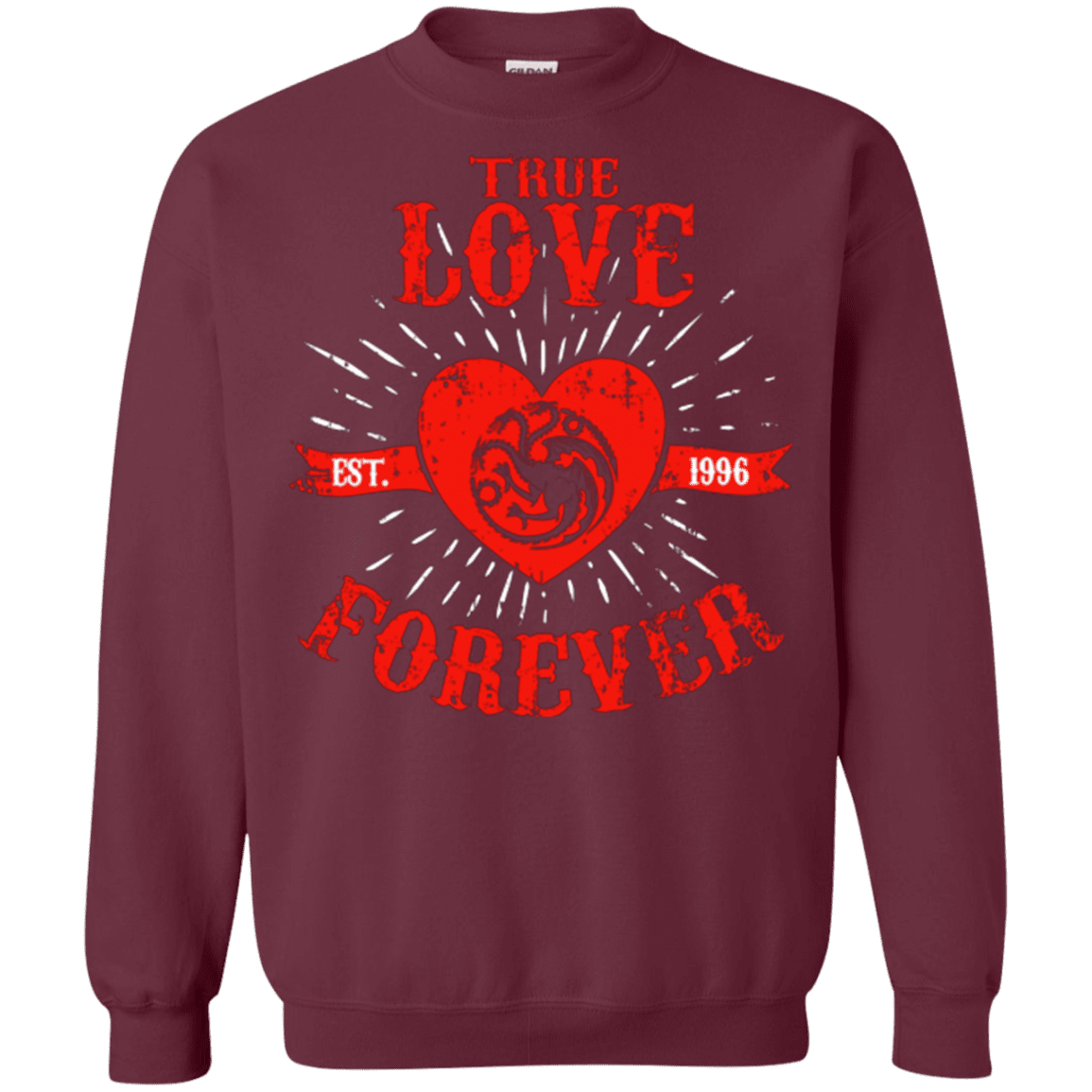 Sweatshirts Maroon / Small True Love Forever Dragon Crewneck Sweatshirt