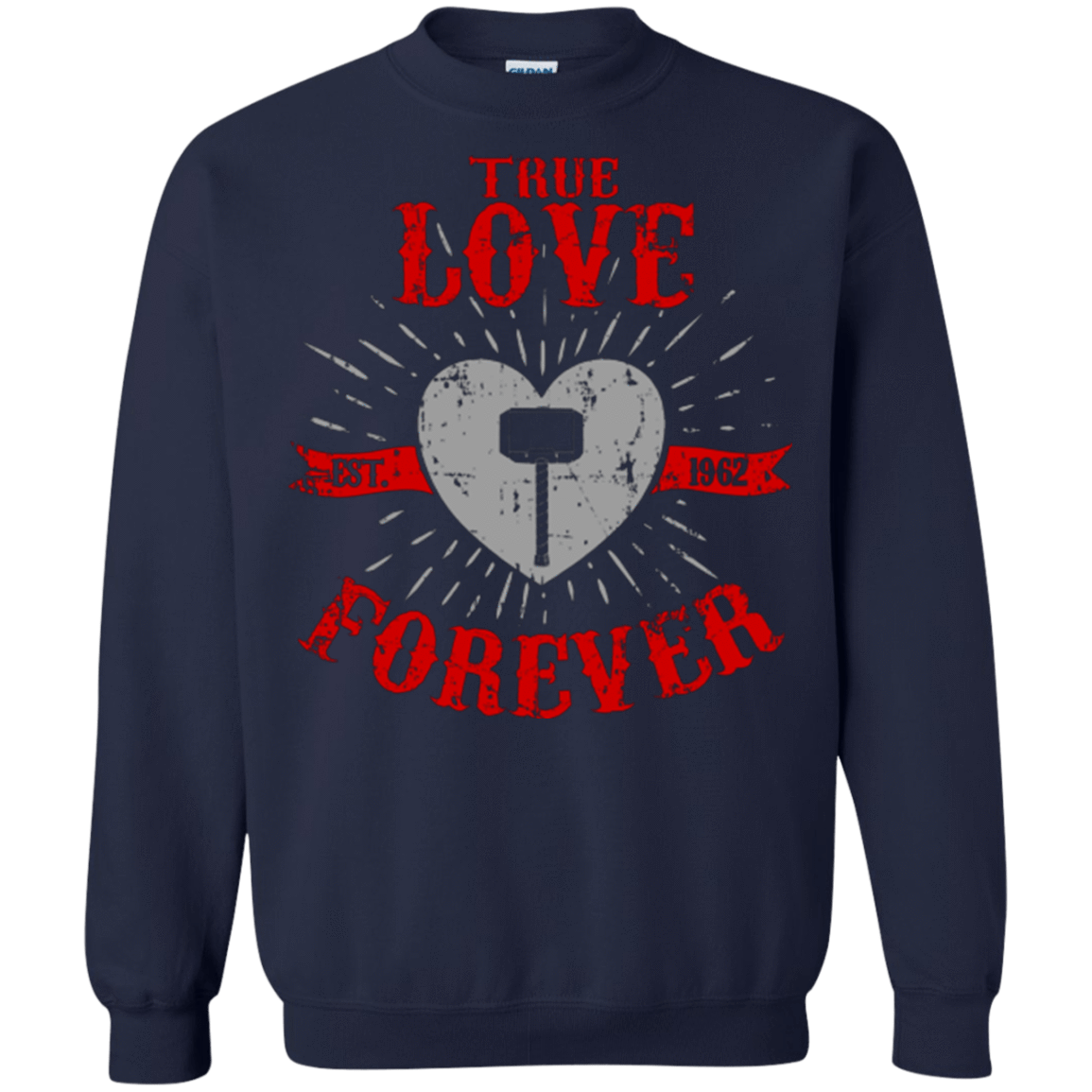 Sweatshirts Navy / Small True Love Forever God Thunder Crewneck Sweatshirt