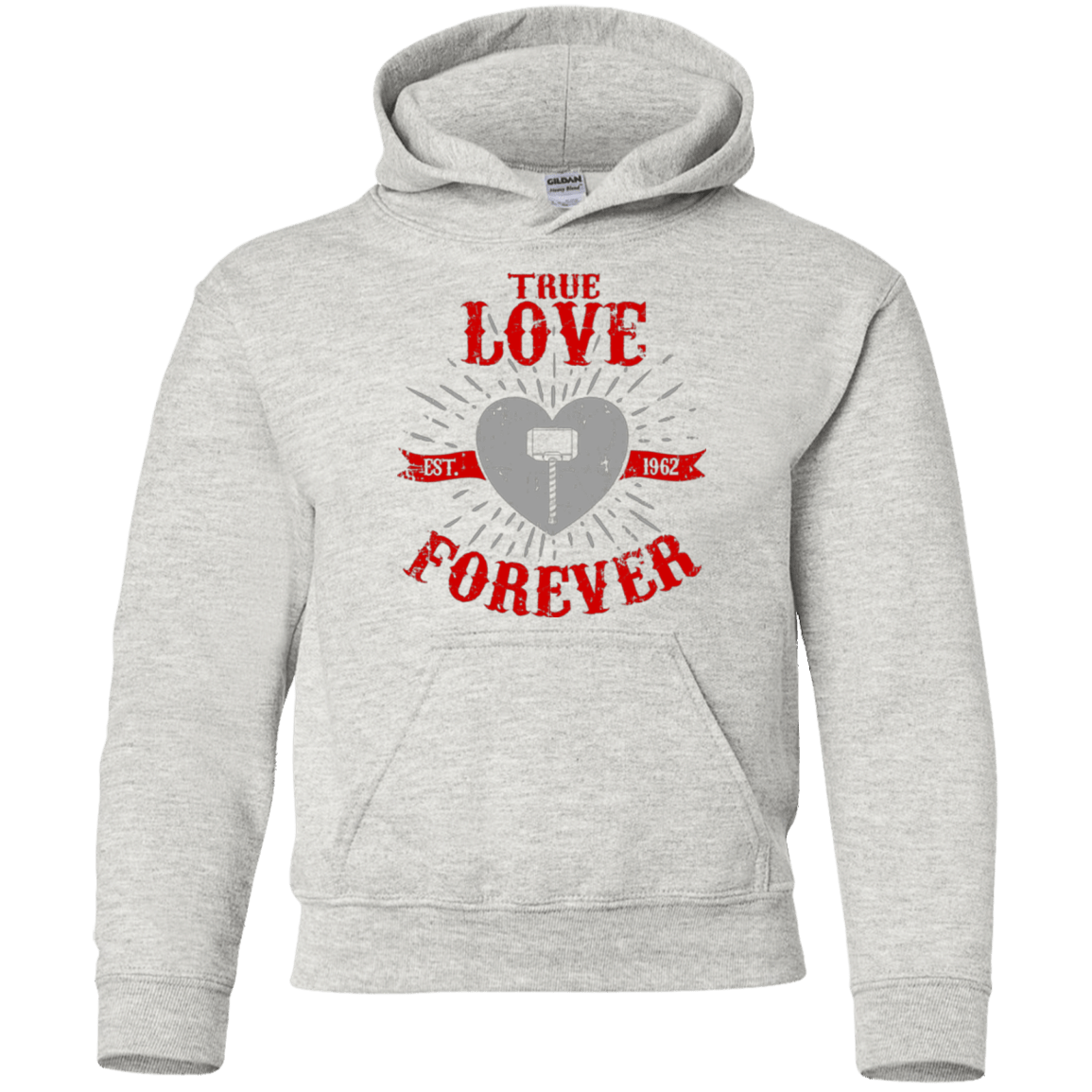 Sweatshirts Ash / YS True Love Forever God Thunder Youth Hoodie