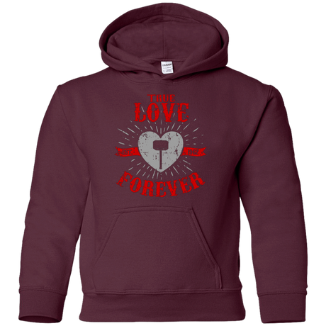 Sweatshirts Maroon / YS True Love Forever God Thunder Youth Hoodie