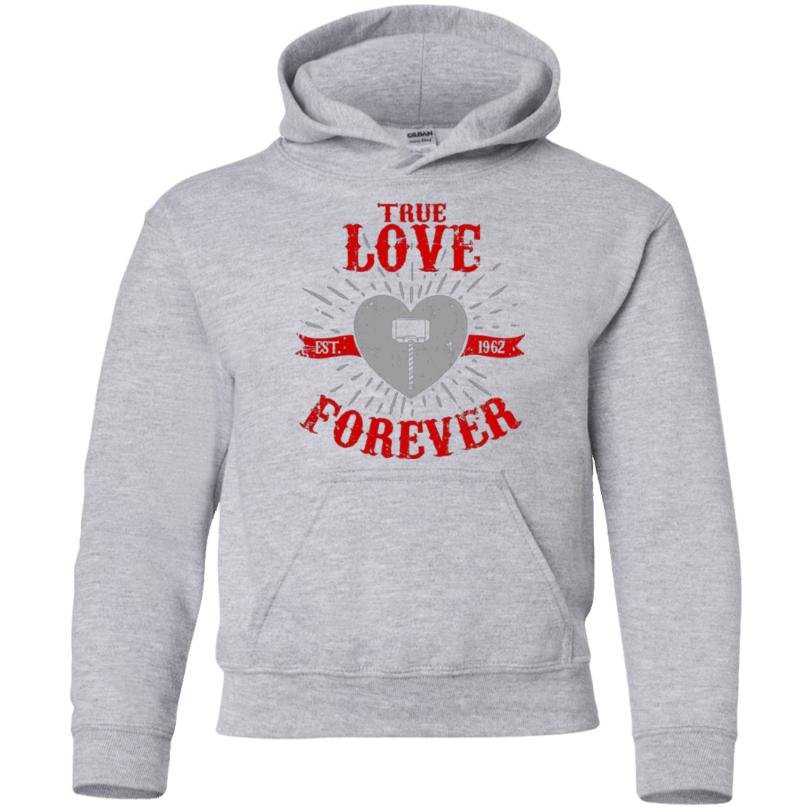 Sweatshirts Sport Grey / YS True Love Forever God Thunder Youth Hoodie