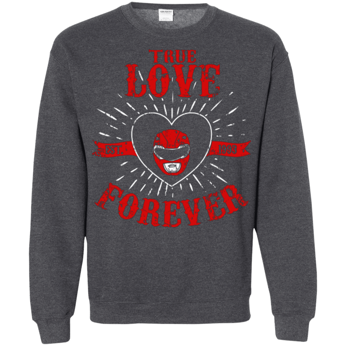 Sweatshirts Dark Heather / Small True Love Forever Red Crewneck Sweatshirt