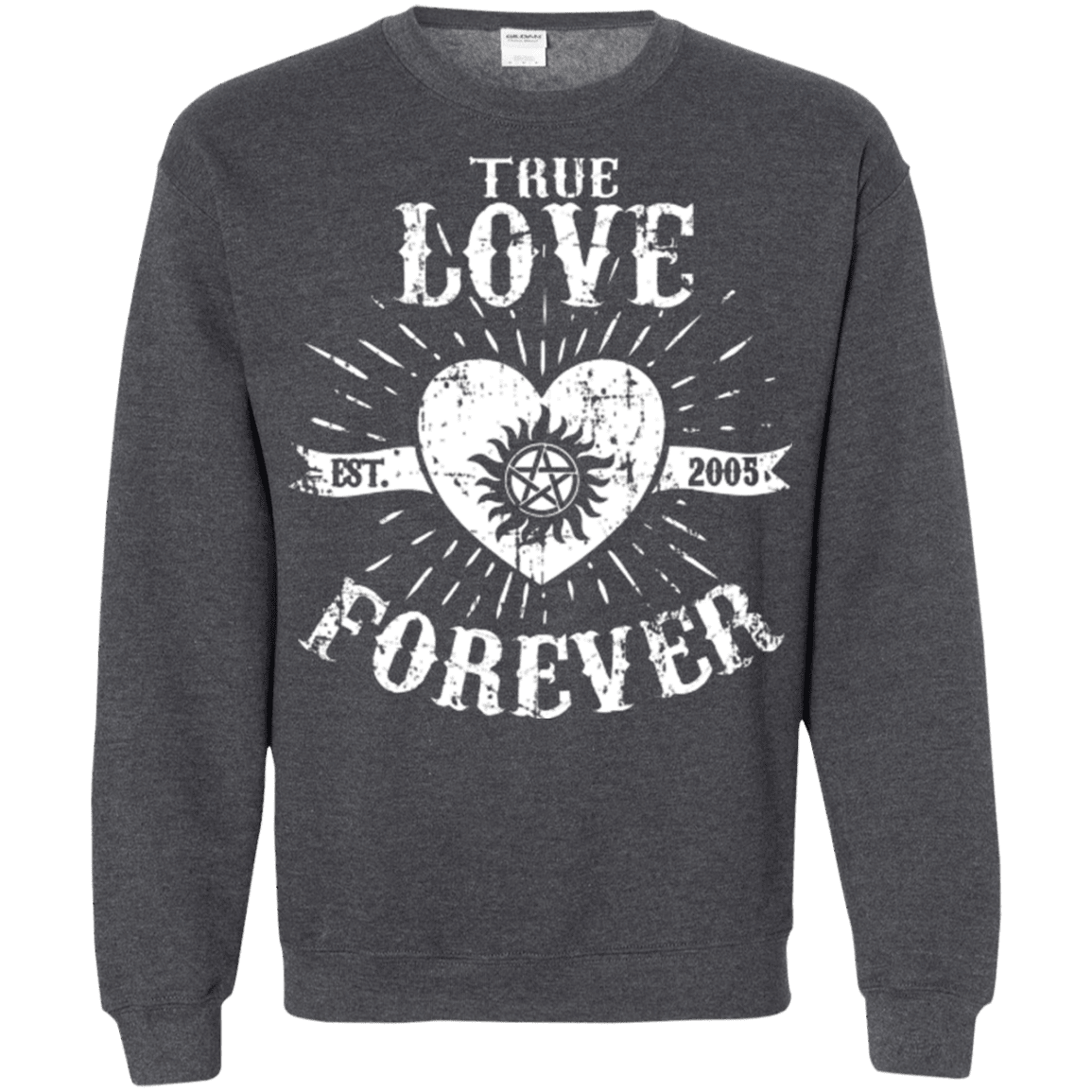 Sweatshirts Dark Heather / Small True Love Forever Supernatural Crewneck Sweatshirt