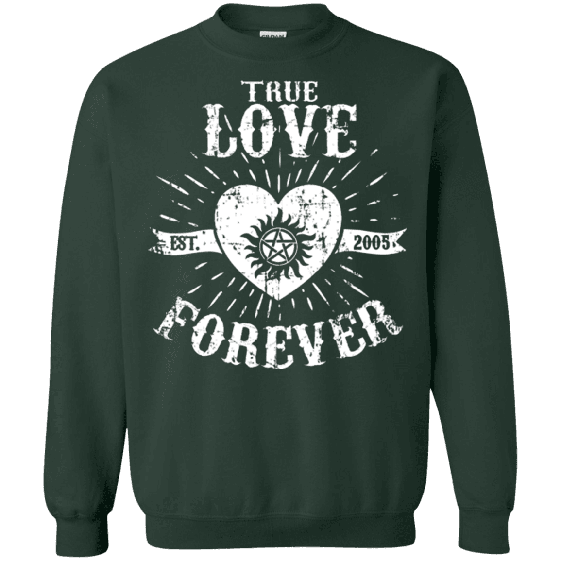 Sweatshirts Forest Green / Small True Love Forever Supernatural Crewneck Sweatshirt