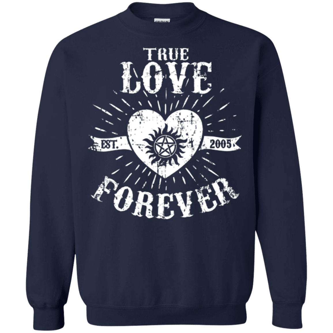 Sweatshirts Navy / Small True Love Forever Supernatural Crewneck Sweatshirt