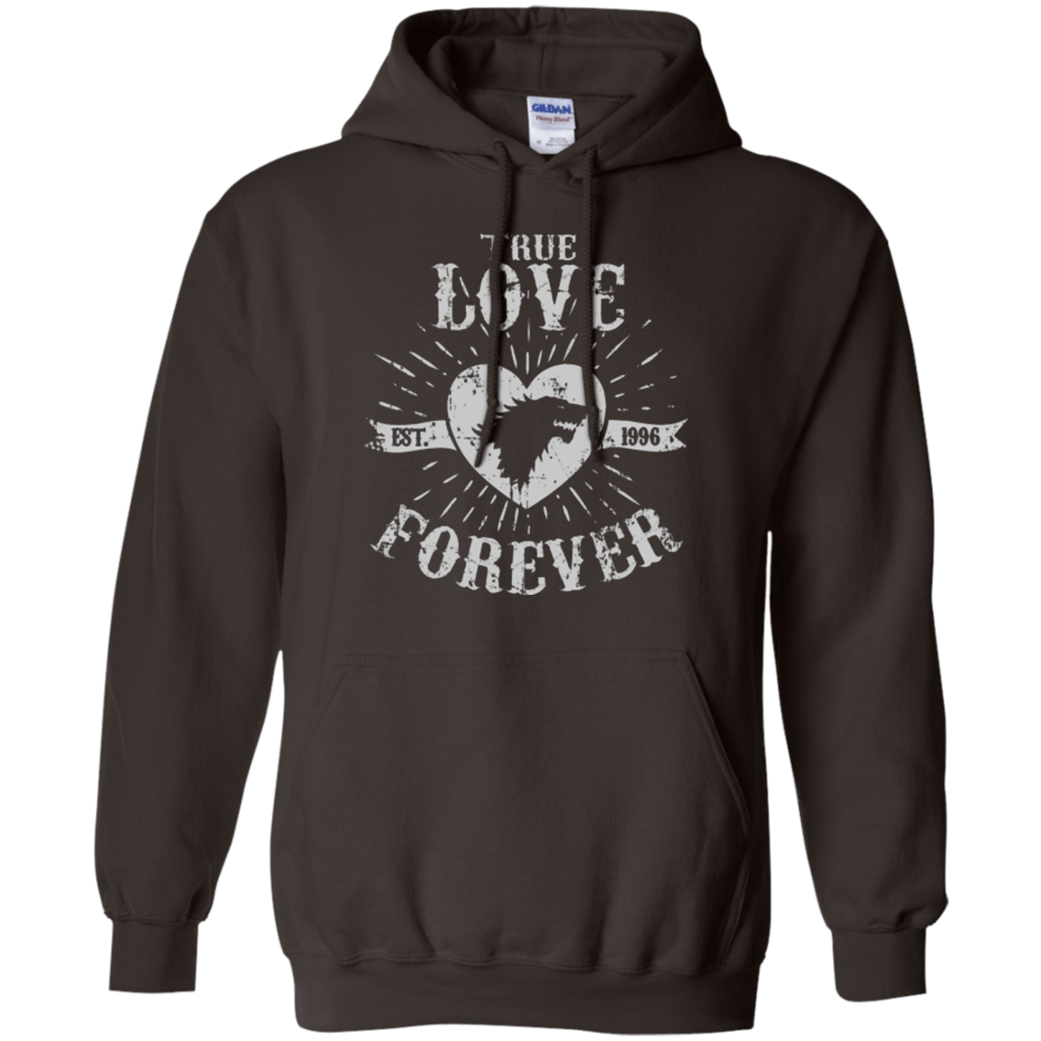 Sweatshirts Dark Chocolate / Small True Love Forever Wolf Pullover Hoodie