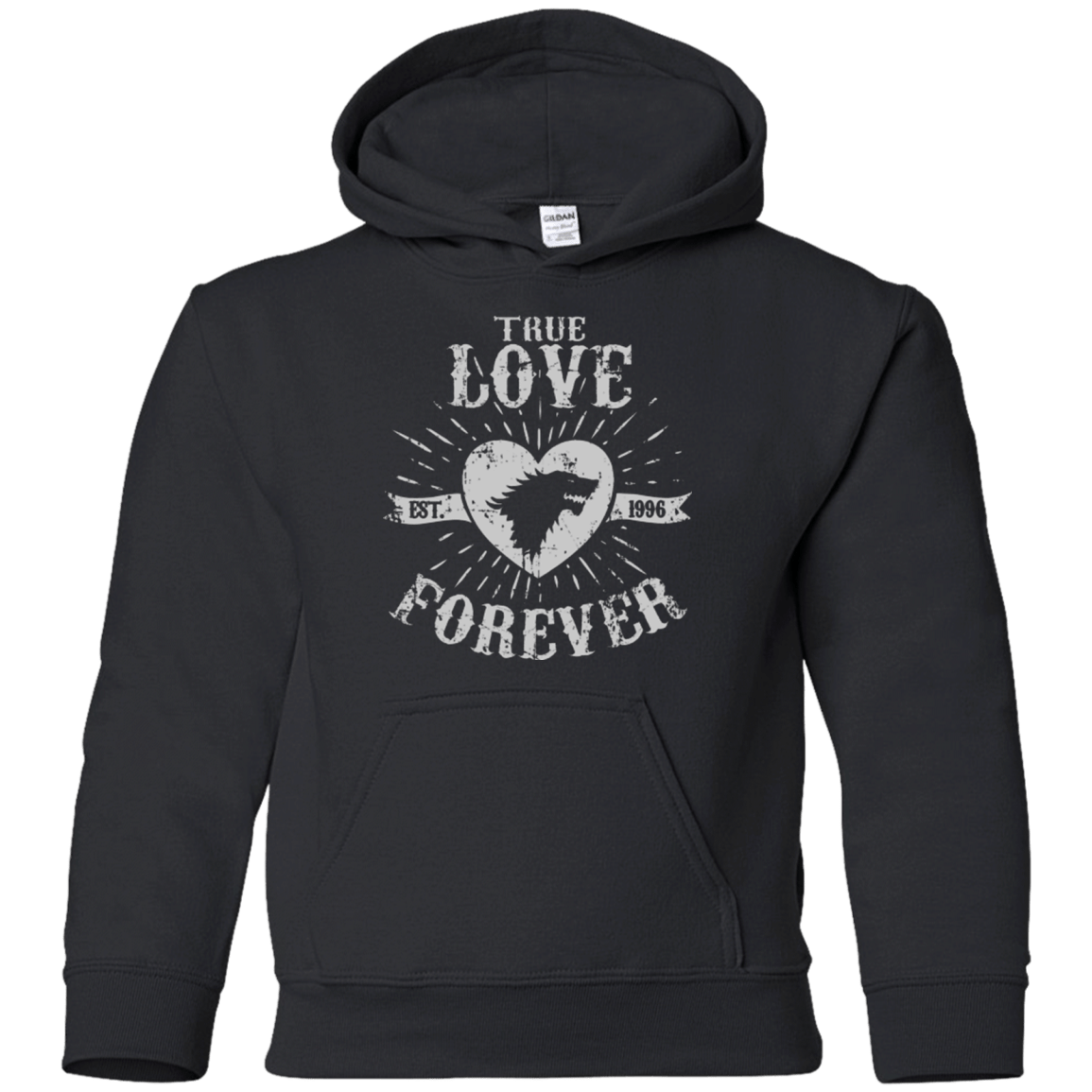 Sweatshirts Black / YS True Love Forever Wolf Youth Hoodie